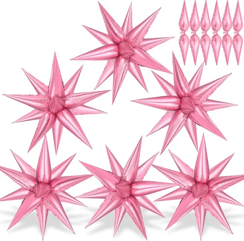 Vista 26 de 72 unidades de globos de estrella, grandes globos de cono de estrella metálicos de 26 pulgadas, globos de papel de aluminio de explosión colorida