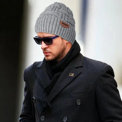 Vista 76 de Loritta Gorro de invierno cálido de punto grueso y holgado para hombre