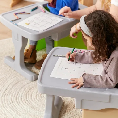 Vista 9 de ECR4Kids Accesorio de escritorio para silla Tri-Me de plástico multiusos 3 en 1 para interiores y exteriores, muebles para niños, gris claro