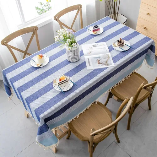 Vista 7 de Party Table Cover, 24 x 24 inch, Square, Blue Green-Patchwork, Cotton Linen Patchwork Table Cloth Washable