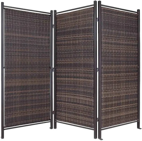 Vista 4 de Partición de mimbre al aire libre 4' x 4' pantalla de privacidad para patios caseros, impermeable, opción de montaje para estabilidad