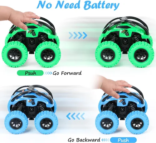 Vista 3 de Paquete de 2 Juguetes de Coches para Niño Niña de 3 4 5 6 Años, Juguetes de Coches de Empujar y Avanzar para Niños Pequeños de 3-6 Años, Camiones