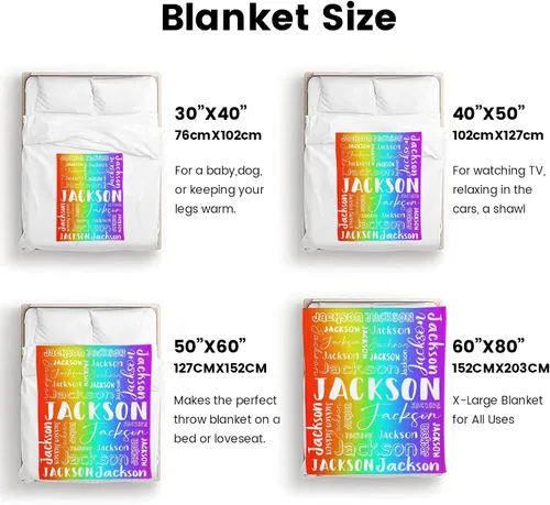 Vista 4 de Manta personalizada con nombre para adultos, manta de franela con nombre personalizado para niños y niños, Manta de franela personalizada