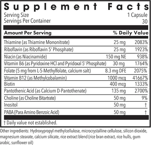 Vista 2 de MethylPro B Complex + L-metilfolato 5 mg - Mezcla de vitaminas metiladas biodisponibles - Apoya la energía y el estrés - Vegetariano e