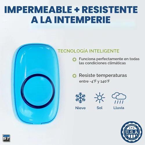 Vista 4 de Timbre inalámbrico de SadoTech – Kit de timbres y timbres impermeables inalámbricos – Rango de más de 1000 pies, timbre de 52 tonos, 4 niveles