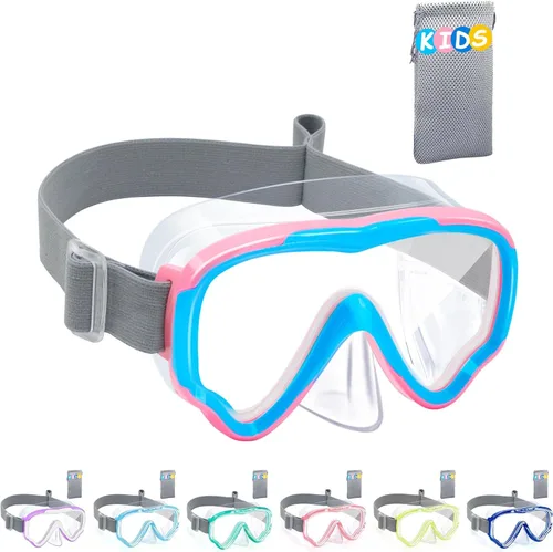 Vista 17 de Vvinca Kids-Goggles with Nose Cover, Diving Mask Elastic Fabric Strap Anti Fog Anti Shattered Lens for Kids Swim Goggles 3-14