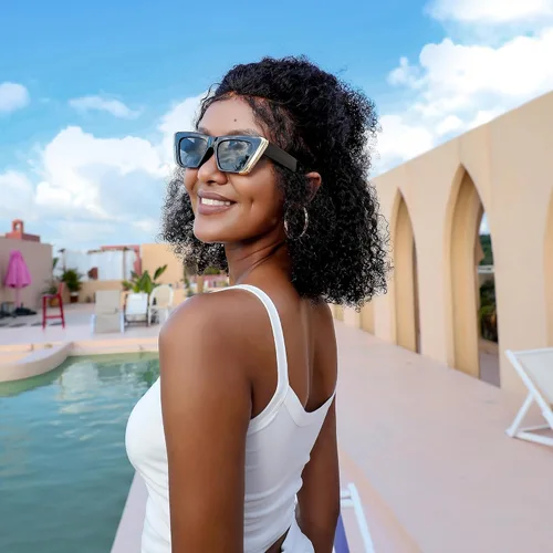 Vista 3 de FEISEDY Gafas de sol cuadradas retro con ojo de gato para mujer, gafas de sol vintage de moda con ojo de gato B2966