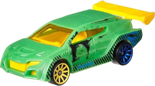 Vista 2 de Hot Wheels Cambiadores de color HWTF Loop Coupé ~ CFM46 - Coche verde oscuro, amarillo y azul