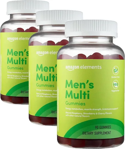 Vista 6 de Amazon Elements - Multivitamínico orgánico para hombre, 90 gomitas (3 gomitas por porción), vegetariano, sin gluten, certificado orgánico