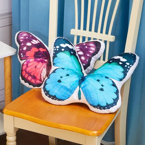 Vista 7 de Juexica 2 almohadas de mariposa 3D decorativas de mariposa de 15 x 13 pulgadas, regalos de felpa para mujeres, decoraciones para chimenea, mantel