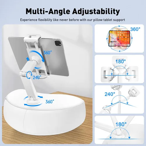 Vista 6 de AboveTEK Soporte de almohada para tableta para cama, manos libres ajustable para iPad de lectura de regazo con puf suave, regalo ideal para mamá, se