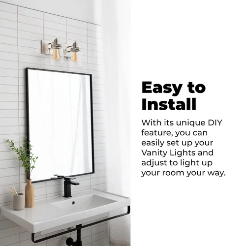 Vista 6 de Wood Grip Lámpara de tocador de baño - Iluminación interior de baño (níquel cepillado, 2 luces)