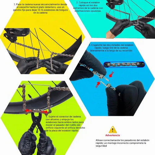 Vista 6 de Kit de cadena para bicicleta, acero al carbono de 6/7/8 velocidades, plata