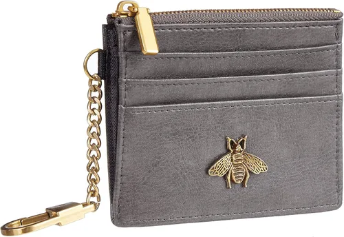 Vista 55 de SEAVILIA Tarjetero llavero cartera para mujer con ventana de identificación RFID monedero regalo abeja delgada minimalista pequeña cartera