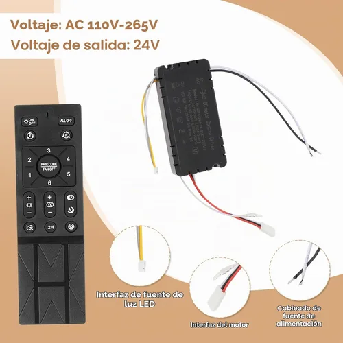 Vista 7 de Kit de control remoto de luces de ventilador de techo con 6 ajustes regulador de atenuación Control variable para luz de ventilador de dormitorio