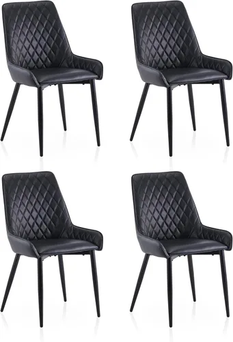 Vista 10 de TUKAILAi Juego de 2 sillas de comedor de piel sintética, moderno sillón con asiento tapizado y patas de metal, silla de ocio de poliuretano