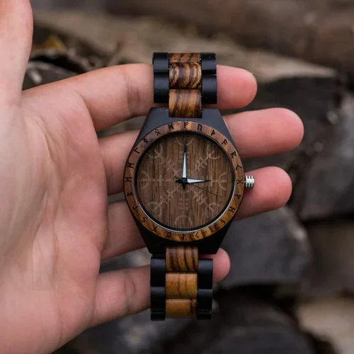 Vista 7 de Viking Gifts for Men Exquisite Norse Watch in Custom Wooden Box - Timeless Elegance