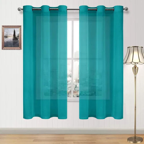 Vista 33 de DWCN Cortinas traslúcidas color verde frijol para sala de estar y dormitorio - Cortinas voile con aspecto de lino sintético con ojales en la parte