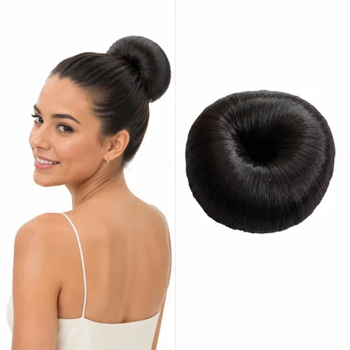 Vista 7 de Anillo para crear rodete en cabello, varios colores de Hair Donut Up Do , Negro negro #DK3