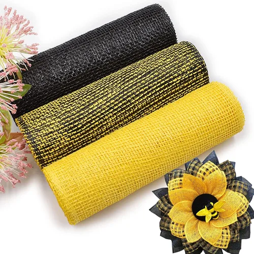 Vista 10 de 3 rollos de malla decorativa de arpillera de poli de 10 pulgadas de ancho, rollos de cinta de malla decorativa de poli para envolver, para Verde