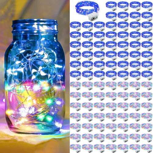 Vista 98 de Paquete de 6 luces de hadas a pilas con temporizador remoto, 8 modos de iluminación, 7 pies, 20 luces LED impermeables para Halloween, Navidad