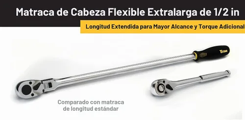 Vista 3 de Titan 11302 Trinquete de cabeza flexible extra larga de 1/2 pulgadas x 24 pulgadas y 36 dientes