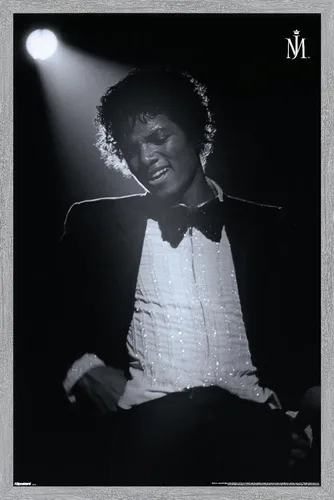 Vista 17 de Trends International Michael Jackson - Póster de pared Spotlight, 22.4 pulgadas de largo x 14.7 W, versión enmarcada en madera de granero Versión
