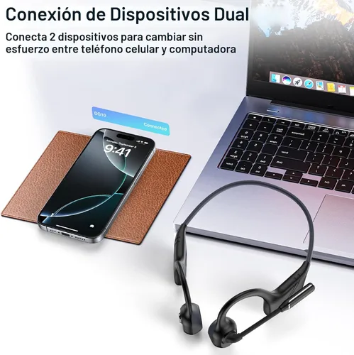 Vista 6 de Meetings - Auriculares abiertos con micrófono giratorio con cancelación de ruido, conducción ósea Bluetooth 5.4 con silencio de un solo toque