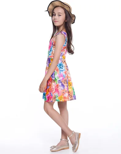 Vista 3 de Jxstar Vestidos sin mangas para niñas, ropa casual de verano para niños pequeños