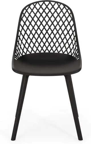 Vista 3 de Delora Silla de comedor moderna para exteriores (juego de 2), color negro