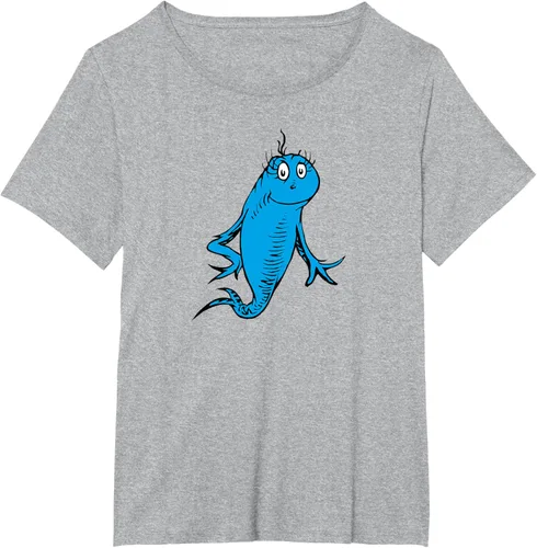 Vista 69 de Dr. Seuss Blue Fish Character - Camiseta con licencia oficial Negro