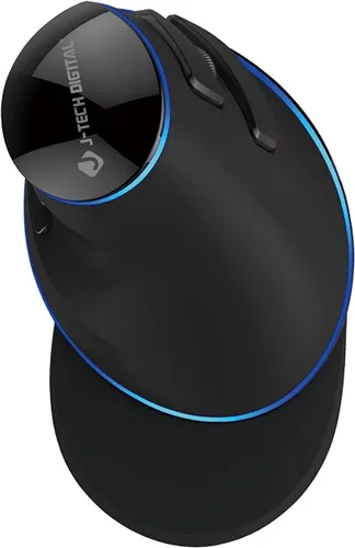 Vista 6 de J-Tech Digital Ratón USB Vertical Ergonómico con Cable con Sensibilidad Ajustable (600/1000/1600 DPI), Resistencia de Desplazamiento, Reposamuñecas