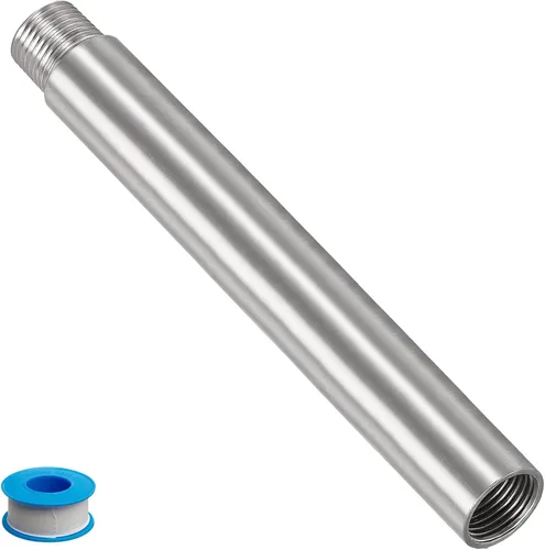 Vista 11 de Brazo de extensión de cabezal de ducha, 1.2 pulgadas 1/2PT macho a 1/2PT hembra rosca 304 acoplador de montaje de tubería de acero inoxidable