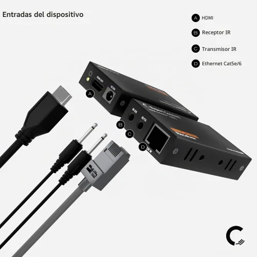 Vista 4 de ET4K100MIR 4K @30Hz HDMI 1.4 Extensor sobre Cat5e/Cat6/Cat7 - 330 pies (328.1 ft), HDCP 1.4, con doble paso IR, bucle HDMI y protección contra