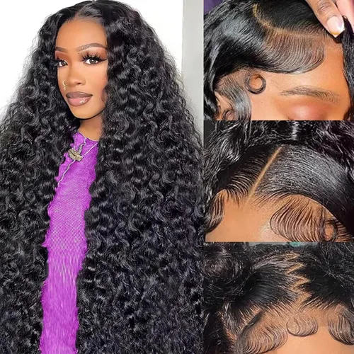 Vista 10 de Pelucas de cabello humano rizado con encaje frontal de 13 x 6 pulgadas, pelucas de cabello humano brasileño rizado para mujeres, densidad del 200 %