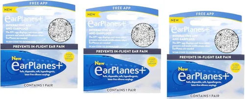 Vista 5 de EarPlanes Originales para Adultos de Cirrus Healthcare Tapones para los Oídos Protección Auditiva para Viajes en Avión (1 Par)