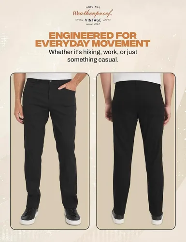 Vista 7 de Weatherproof Vintage Pantalones casuales de senderismo para hombre, pantalones de trabajo ligeros y elásticos para hombre con bolsillo de carga