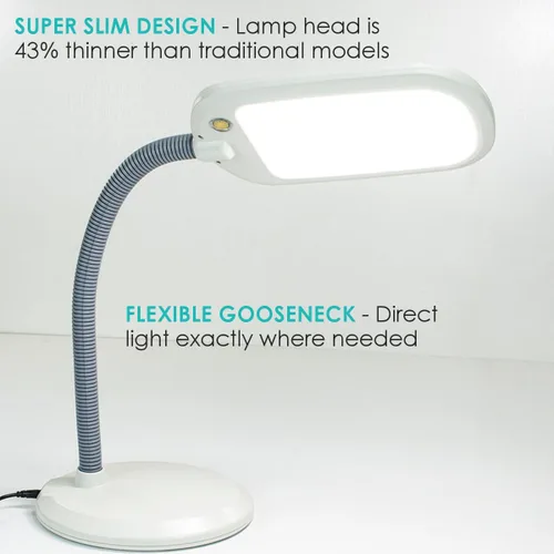 Vista 6 de HomeConcept LED Desk Lamp Bright-Reader Full Spectrum Hi-Output 2,100 LUX, Dimmable, Energy Efficient 12w, 6,400k (for Paperwork, Reading, Knitting)