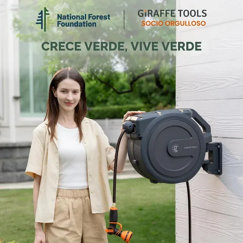 Vista 7 de Giraffe Tools PRO - Carrete de manguera de jardín retráctil de servicio pesado, rebobinado automático de 78 pies y 1/2 pulgada con bloqueo