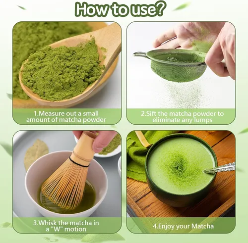 Vista 3 de Juego de batidor tradicional de matcha, kit de juego de matcha de bambú, juego de té matcha con batidor, cuchara de té, cuchara de matcha, tamiz