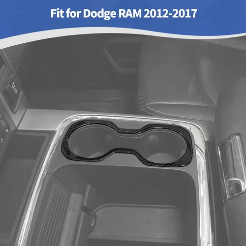 Vista 5 de RT-TCZ para RAM Cubierta de Soporte de Tazas de Consola Central Marco de Cubierta para Dodge RAM 2012-2017 Negro Fibra de Carbono ABS Accesorios
