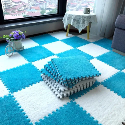 Vista 3 de 12 alfombrillas de juego de rompecabezas de azulejos entrelazadas suaves de espuma EVA para el suelo de los niños, habitación de los niños, sala