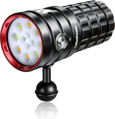 Vista 8 de TS Pro - Linterna de buceo, 25000 lúmenes, luz de video subacuática de 328.1 ft, luz de buceo, con carga tipo C para deportes profesionales al aire