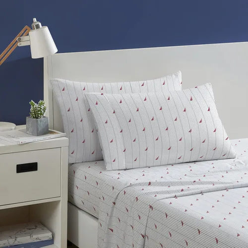 Vista 52 de Nautica - Sábanas, juego de ropa de cama de percal de algodón con funda de almohada a juego, vigorizante y fresco, bolsillo profundo