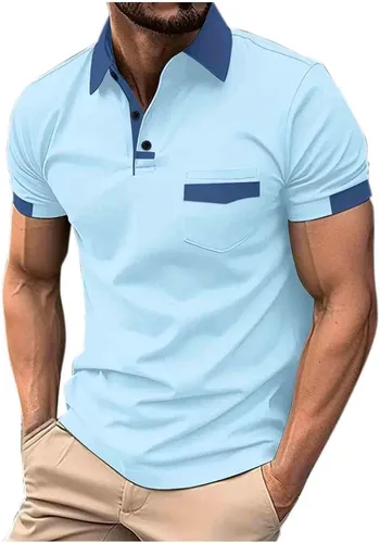 Vista 13 de Mens Shirts Casual Stylish Button Down Short Sleeve Polo Shirt Summer Vacation Shirts Loose Athletic Pullover Tee