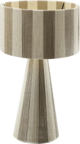 Vista 7 de Modway Renae - Lámpara de mesa vintage moderna de hilo de algodón en Cobblestone - Lámpara de acento boho retro única con base de metal y diseño