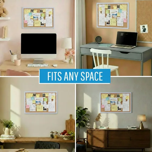 Vista 6 de MasterVision Tablero de anuncios de corcho pastel, 16 x 12 pulgadas, marco azul, tablero decorativo de pared para el hogar, dormitorio o aula