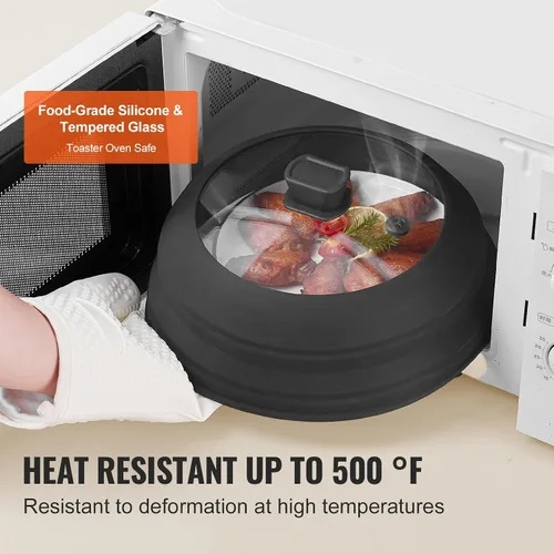 Vista 4 de VEVOR Cubierta y tapete para salpicaduras de microondas, tapa plegable de microondas de 10.8 pulgadas para alimentos, silicona resistente al calor