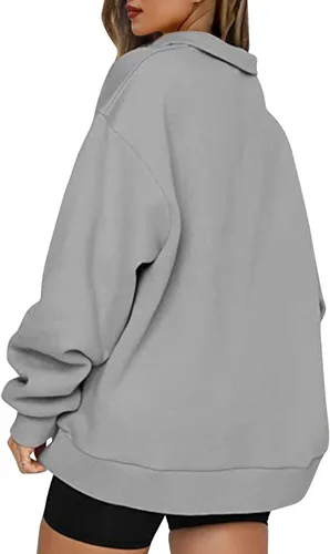 Vista 3 de Sudadera de forro polar cálido para invierno, sudadera con capucha para mujer, suéter moderno de forro polar de manga larga con cuello redondo