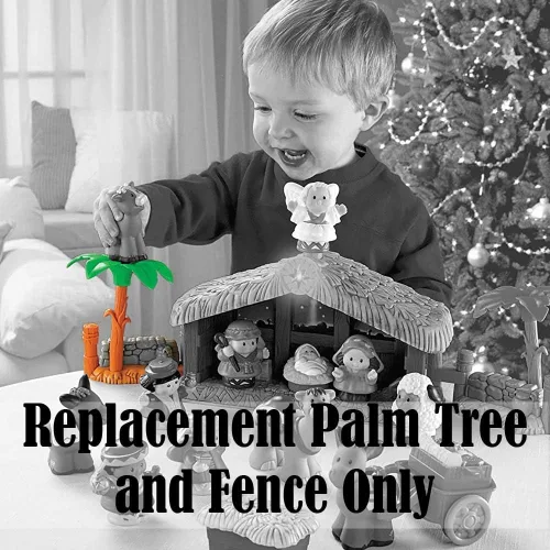 Vista 3 de Árbol de repuesto con valla para Fisher-Price Little People Deluxe Christmas Story, juego de pesebre ~ J2404